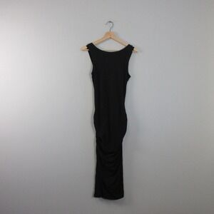 Standard James Perse Tank Midi Dress 1 S Black Ruched Side Bodycon Stretch 210